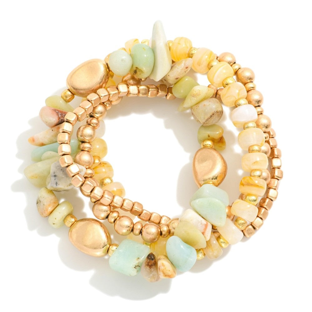 Metal & Mist Beaded Stack Bracelet Set