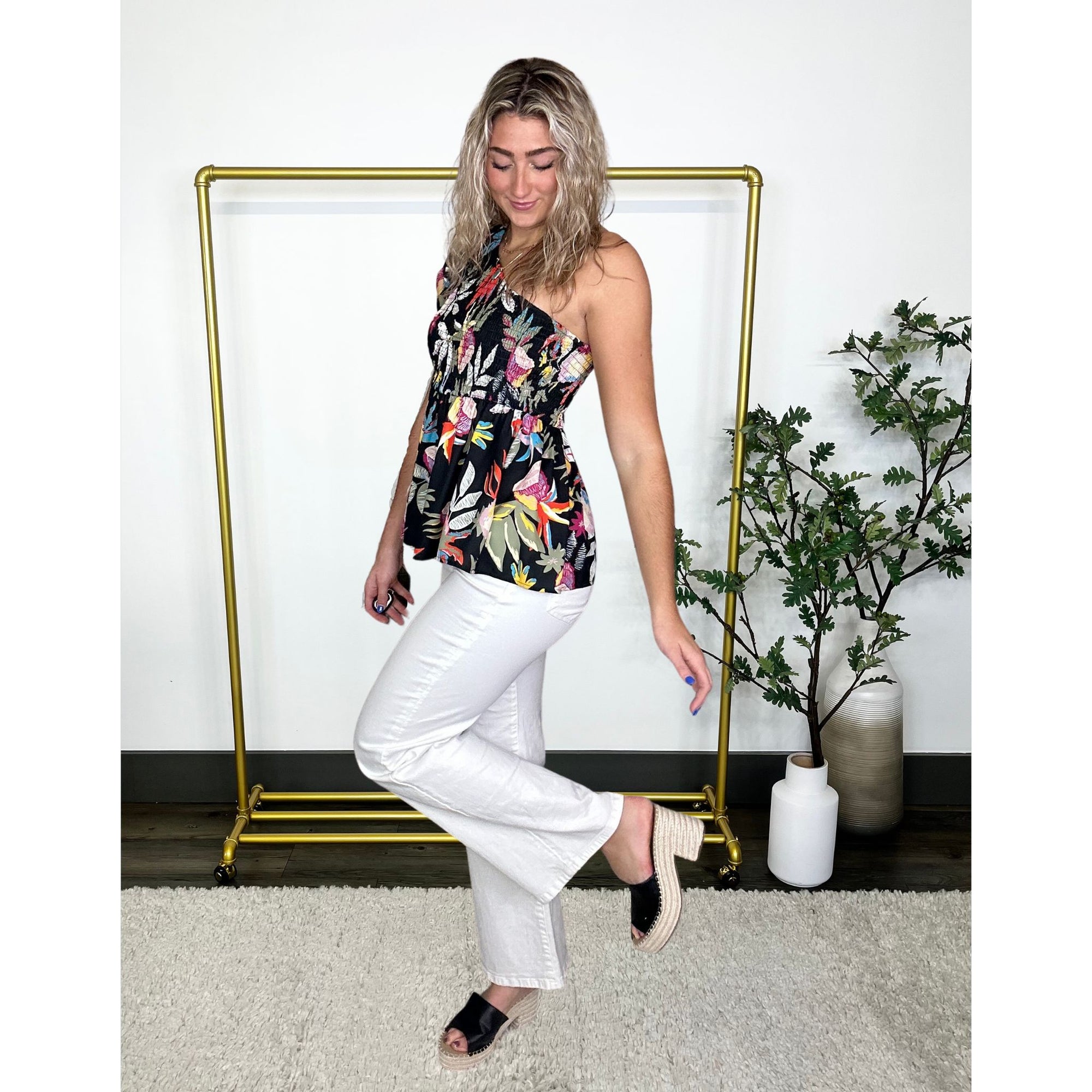Paradise Awaits Asymmetrical Babydoll Top