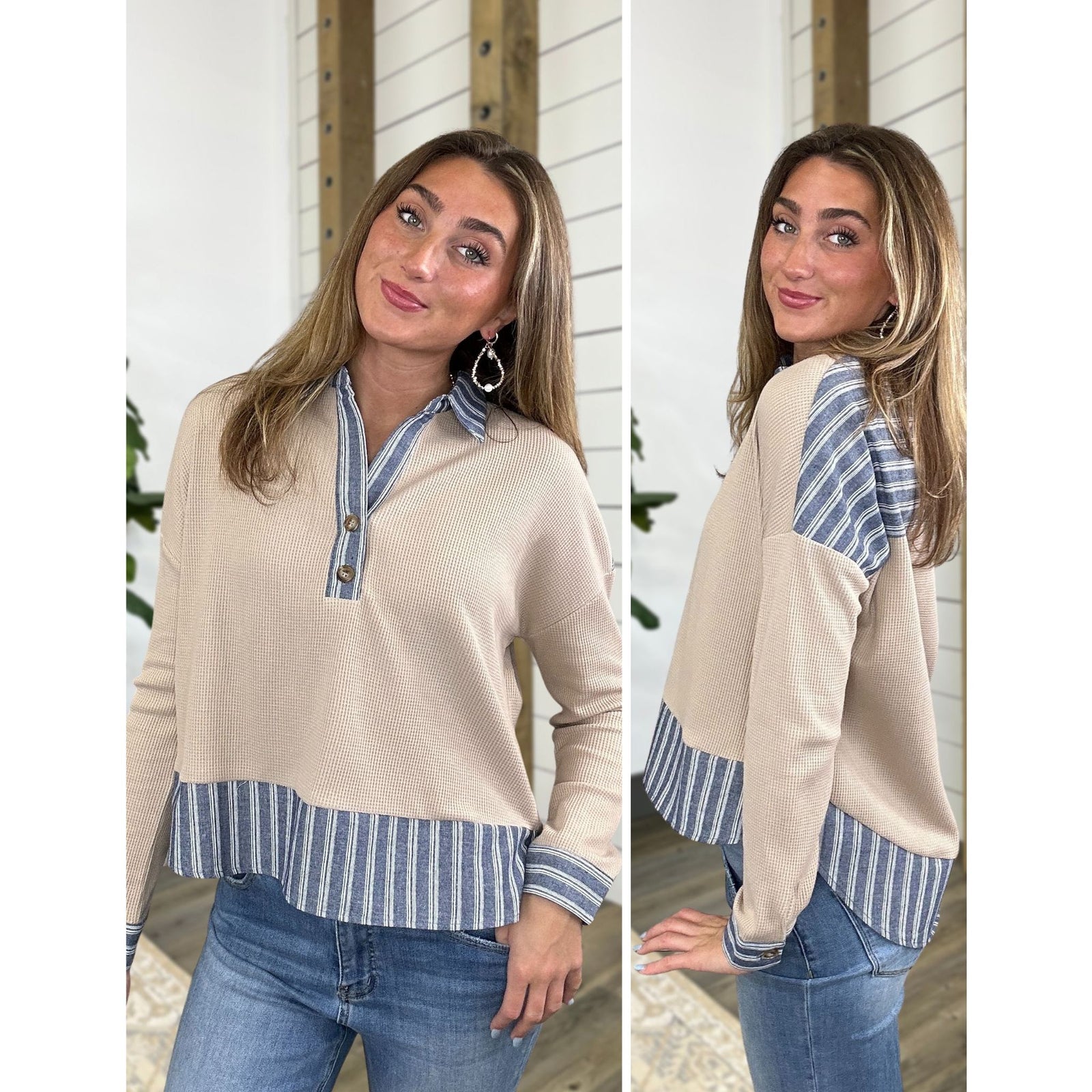 Buttoned & Blended Top