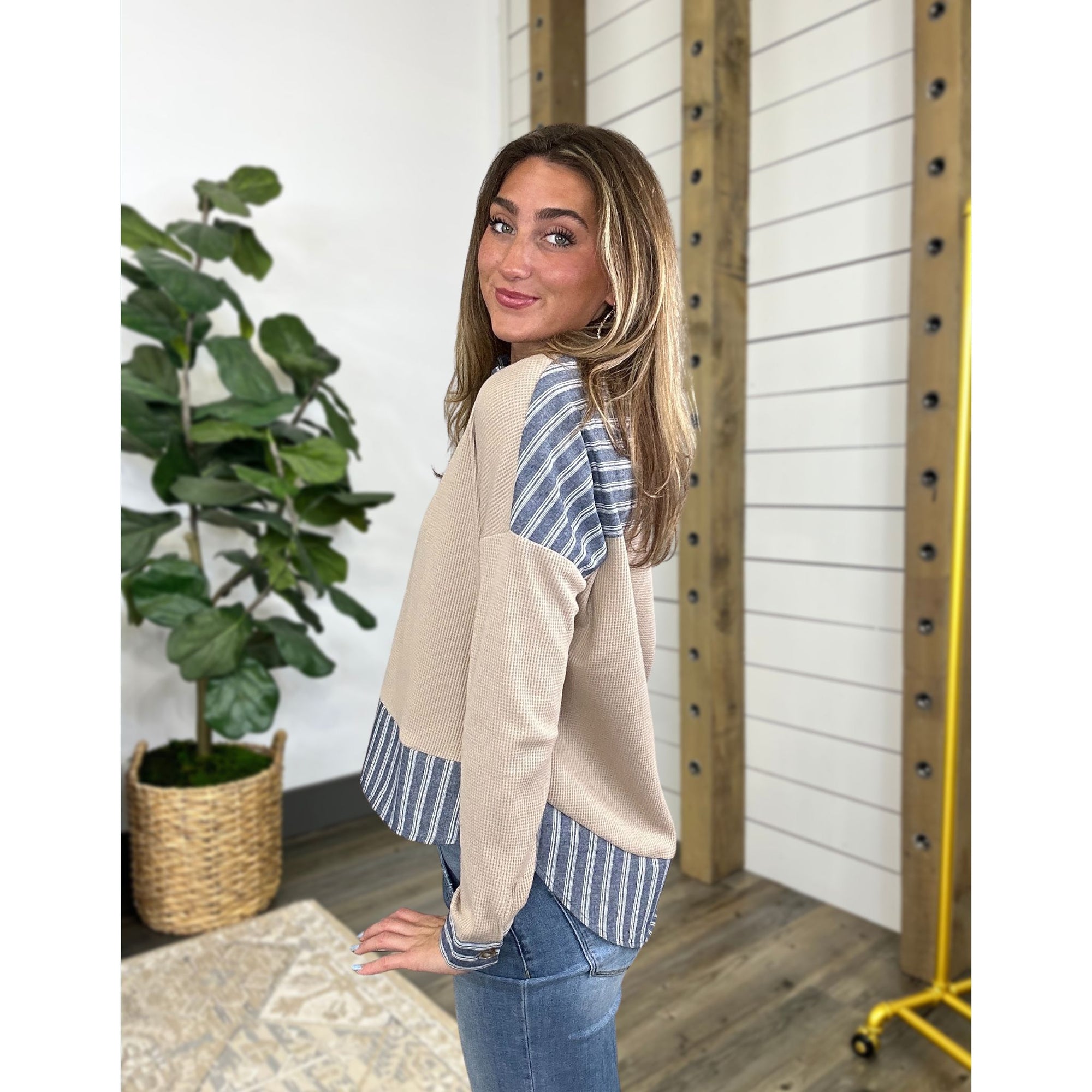 Buttoned & Blended Top