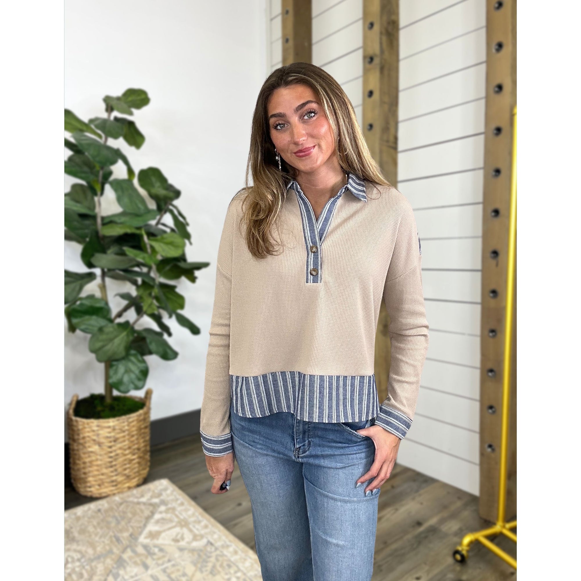 Buttoned & Blended Top