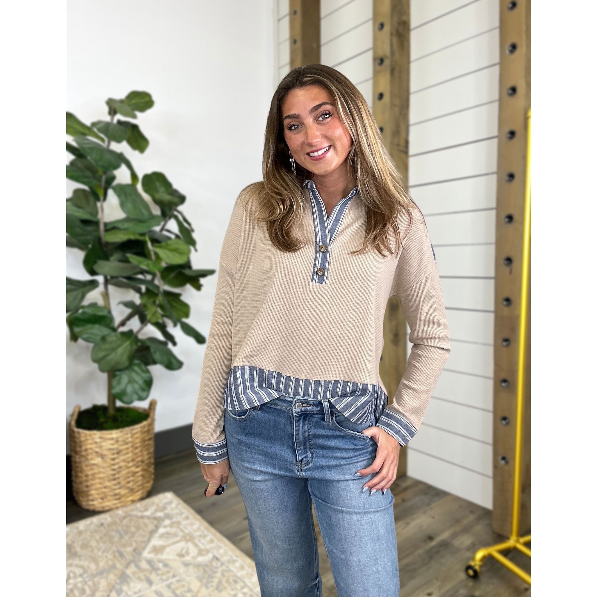 Buttoned & Blended Top