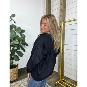 Never Leave Oversize Button Down Top