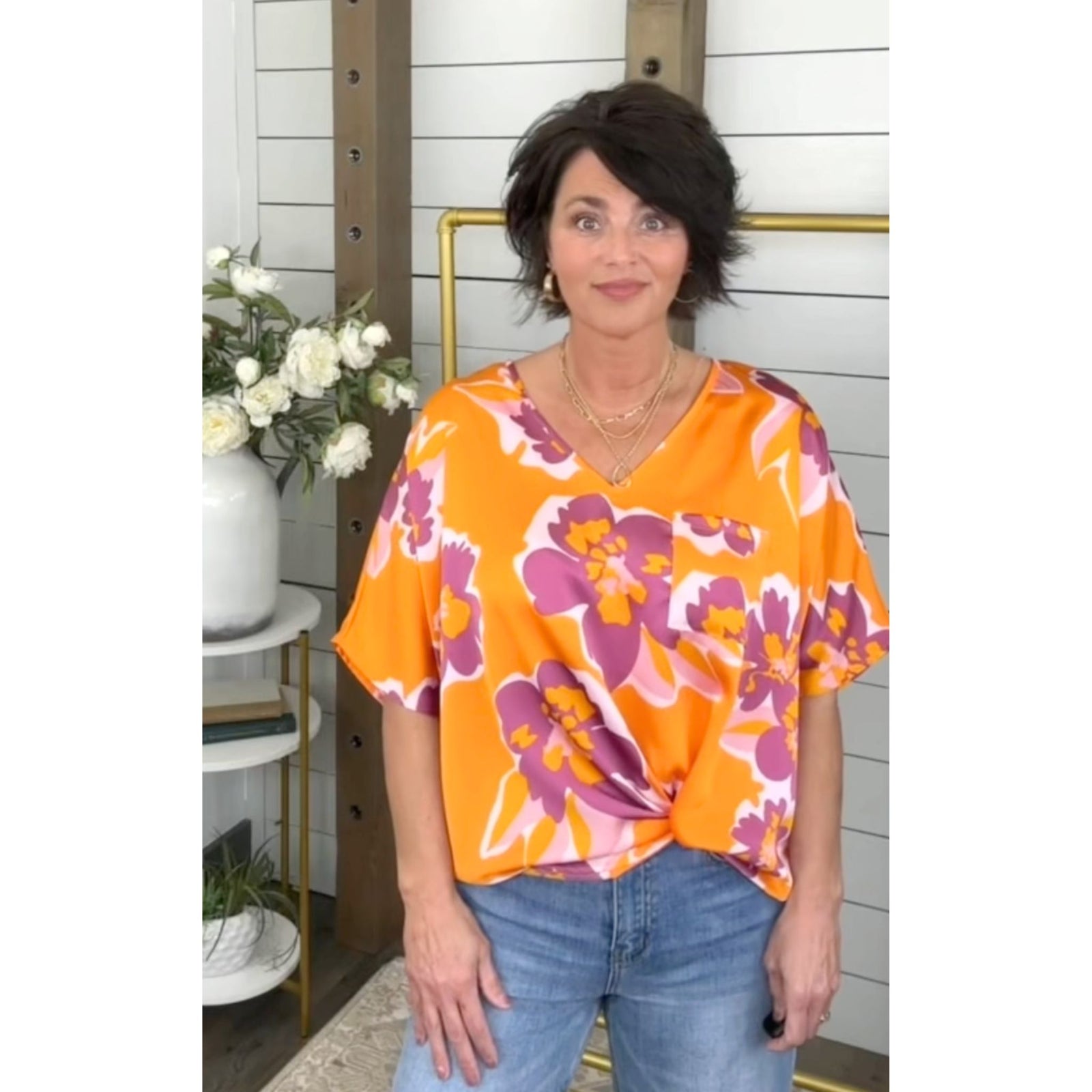 Come Away With Me Boxy Satin Leigh Top