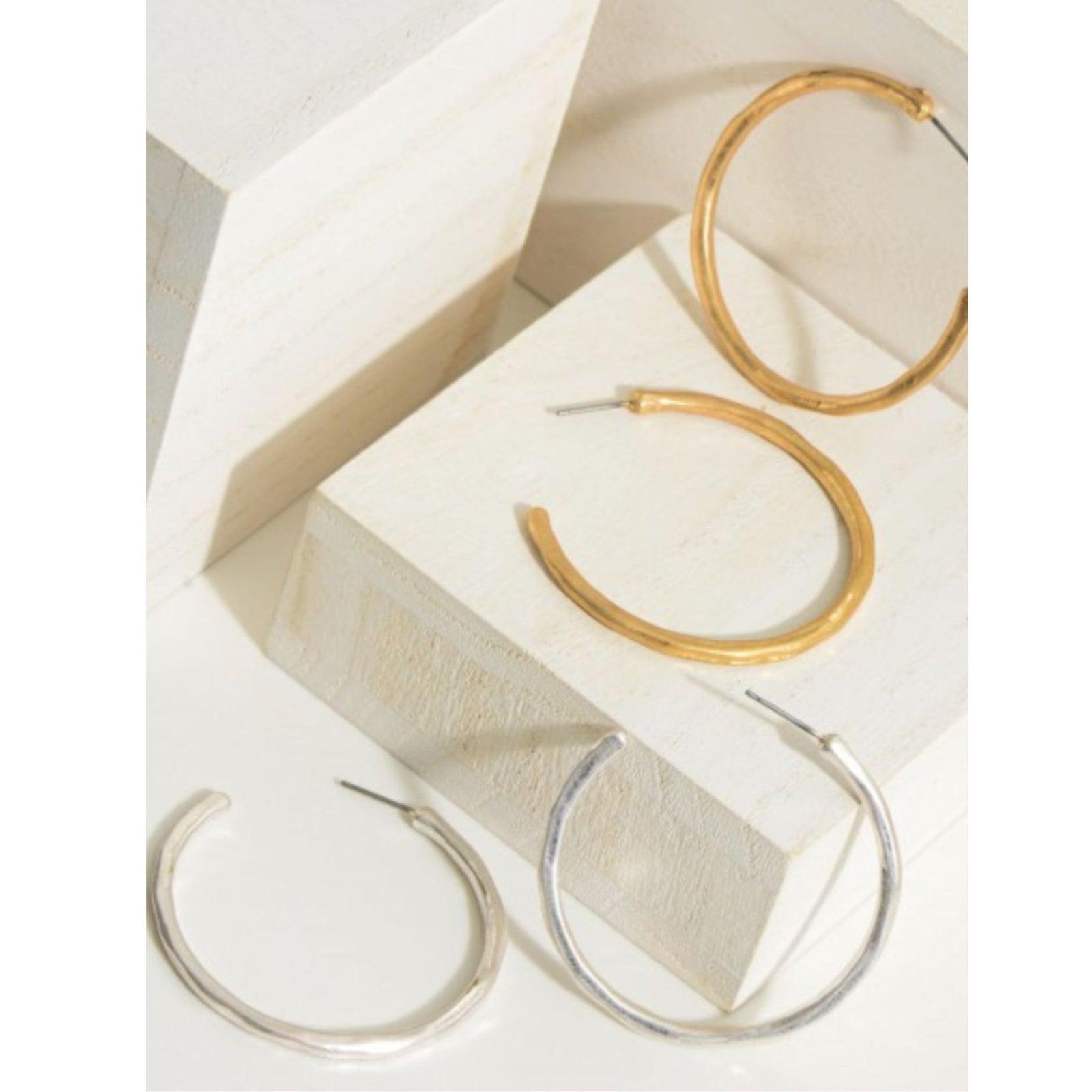 Let's Begin Hammered Hoop Earrings