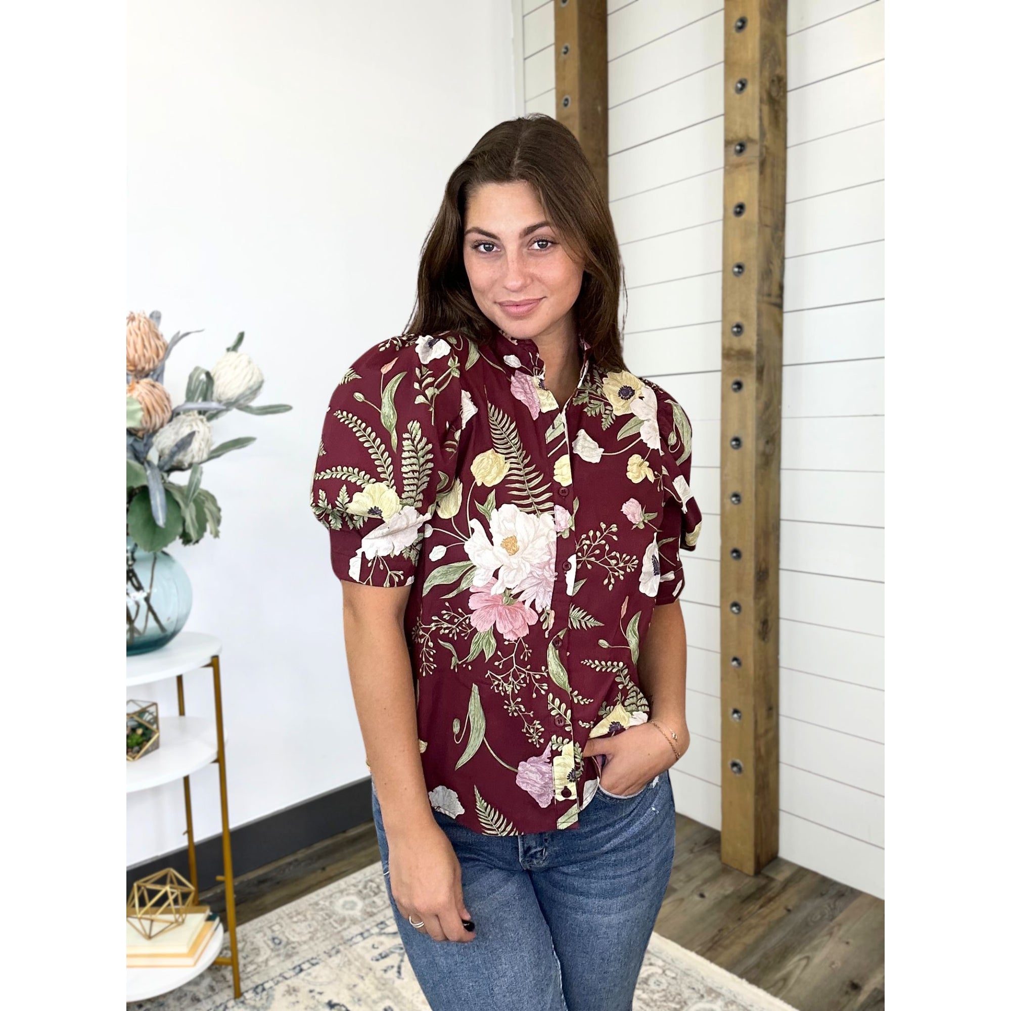 Know The Story Floral Button Down Top