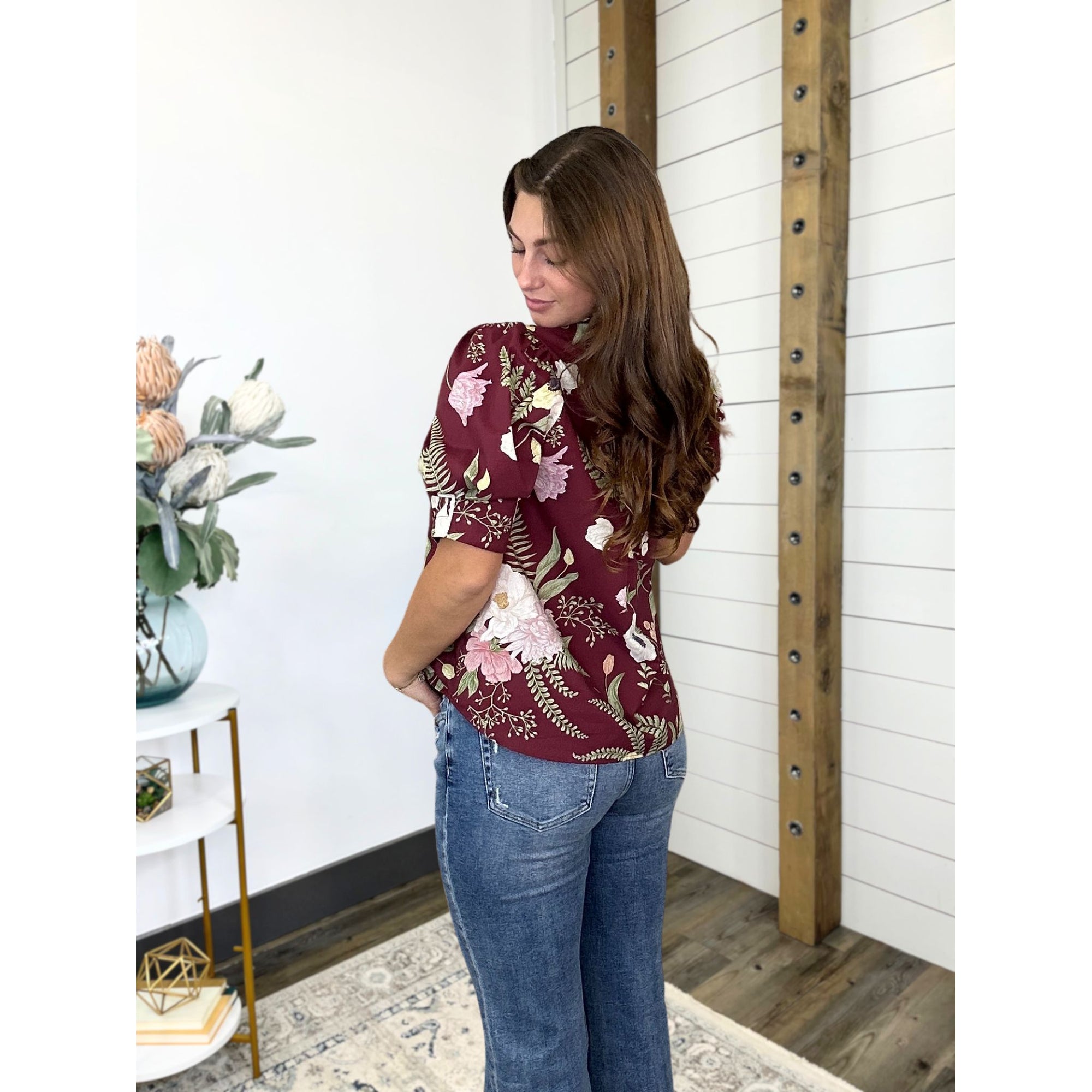 Know The Story Floral Button Down Top
