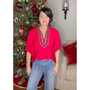 Center Of Attention Plaid Pop Top