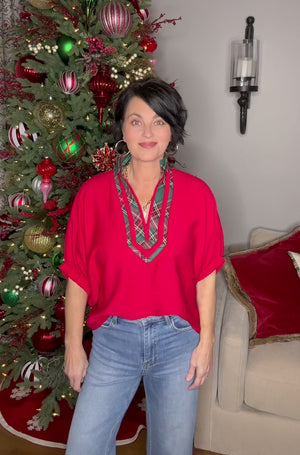 Center Of Attention Plaid Pop Top