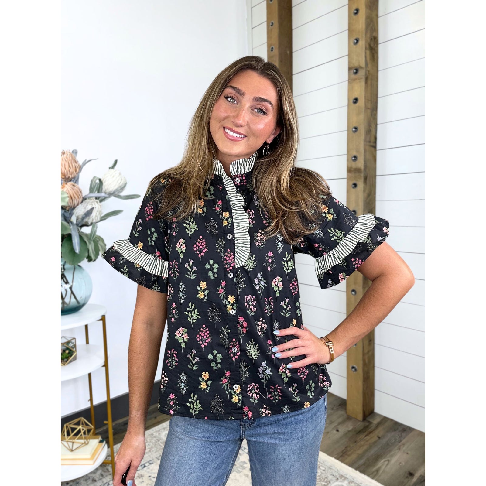 Ruffle Radiance Floral Top