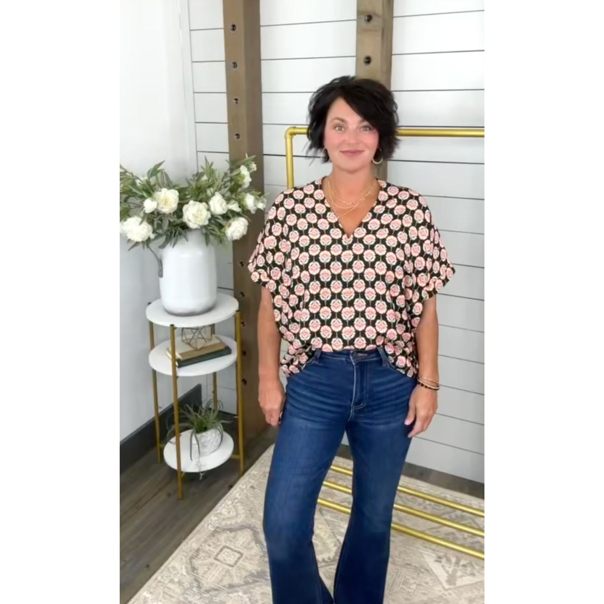 Rosette Print Top