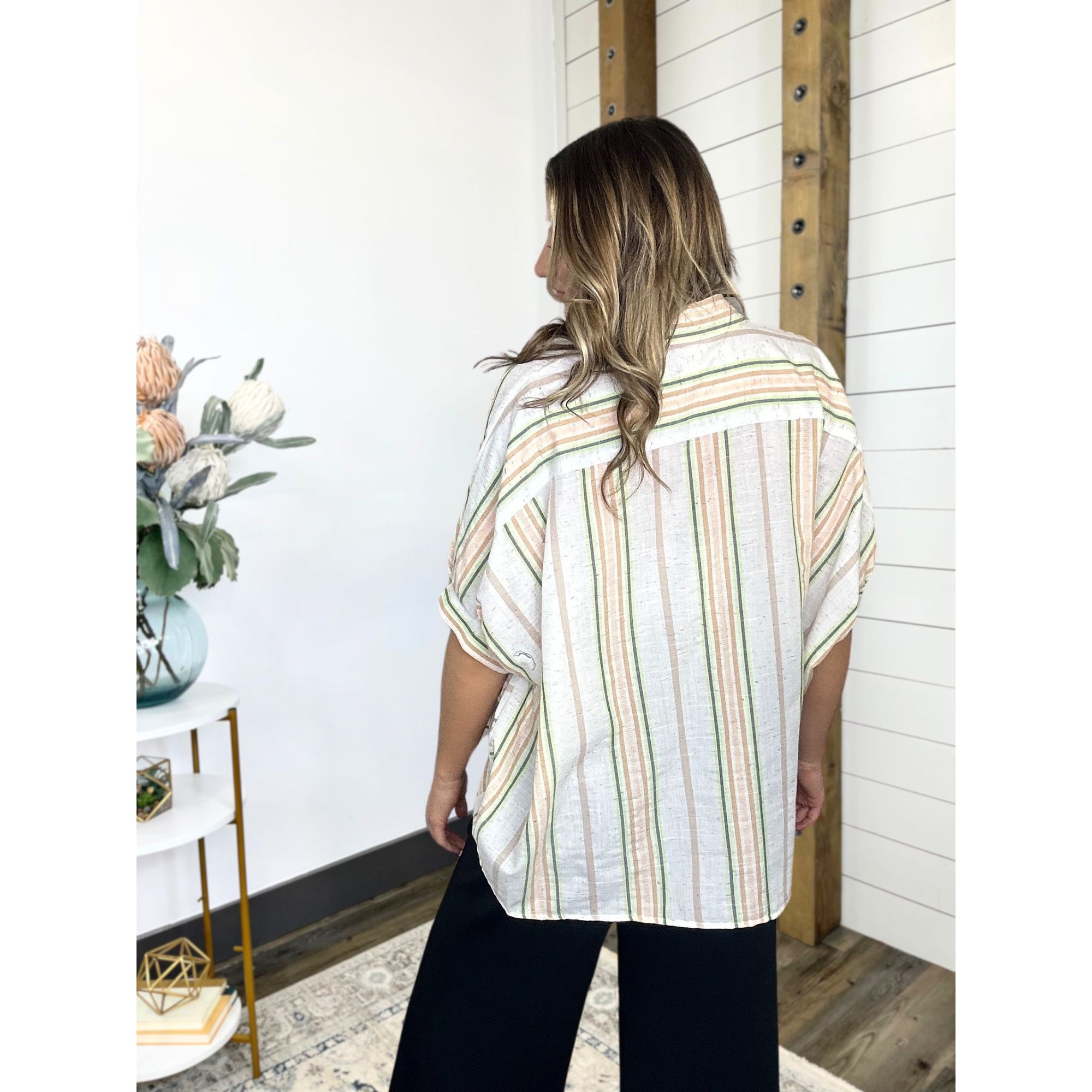 Sunset Stripes Button Up Top