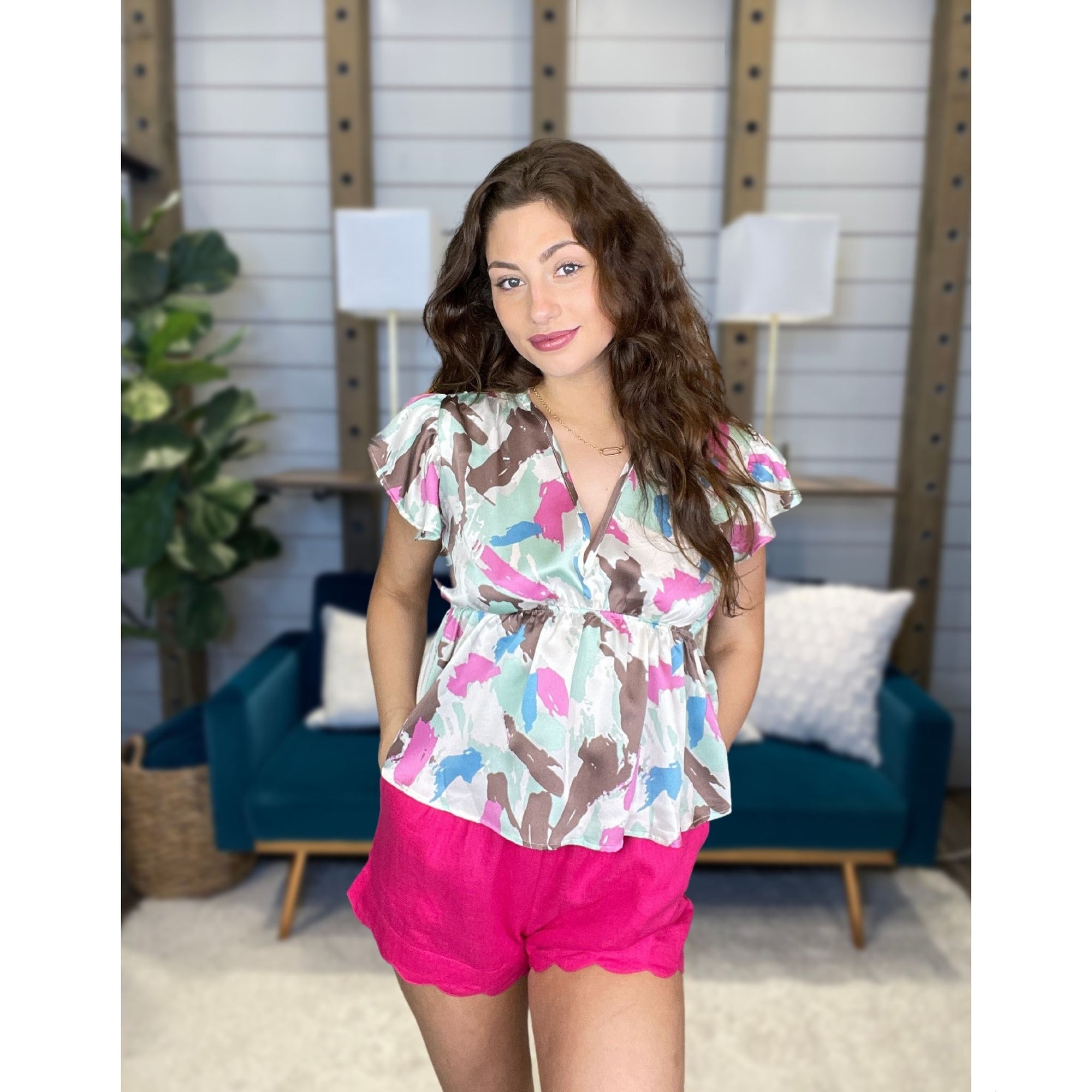 Satin Peplum Blouse