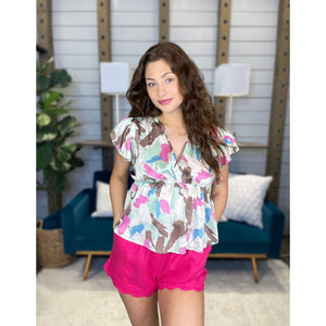 Satin Peplum Blouse