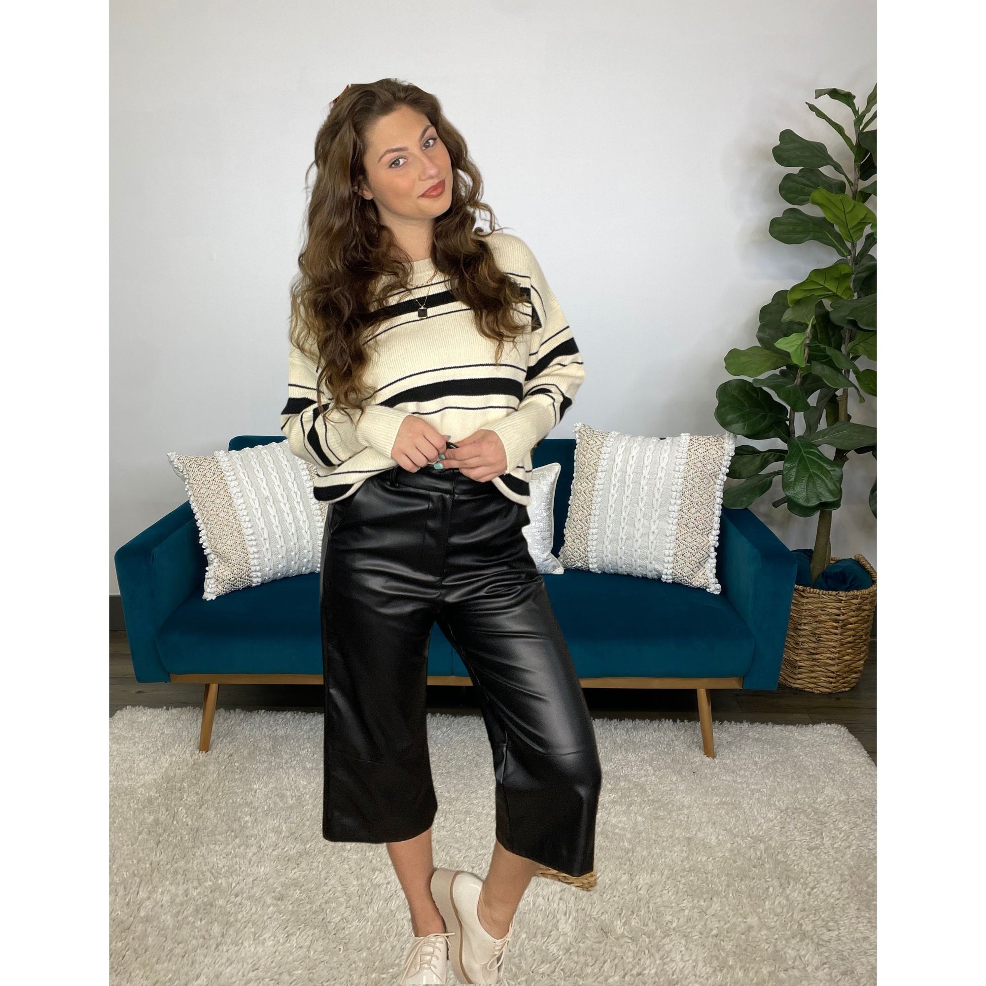 All Eyes On You Faux Leather Midi Pants