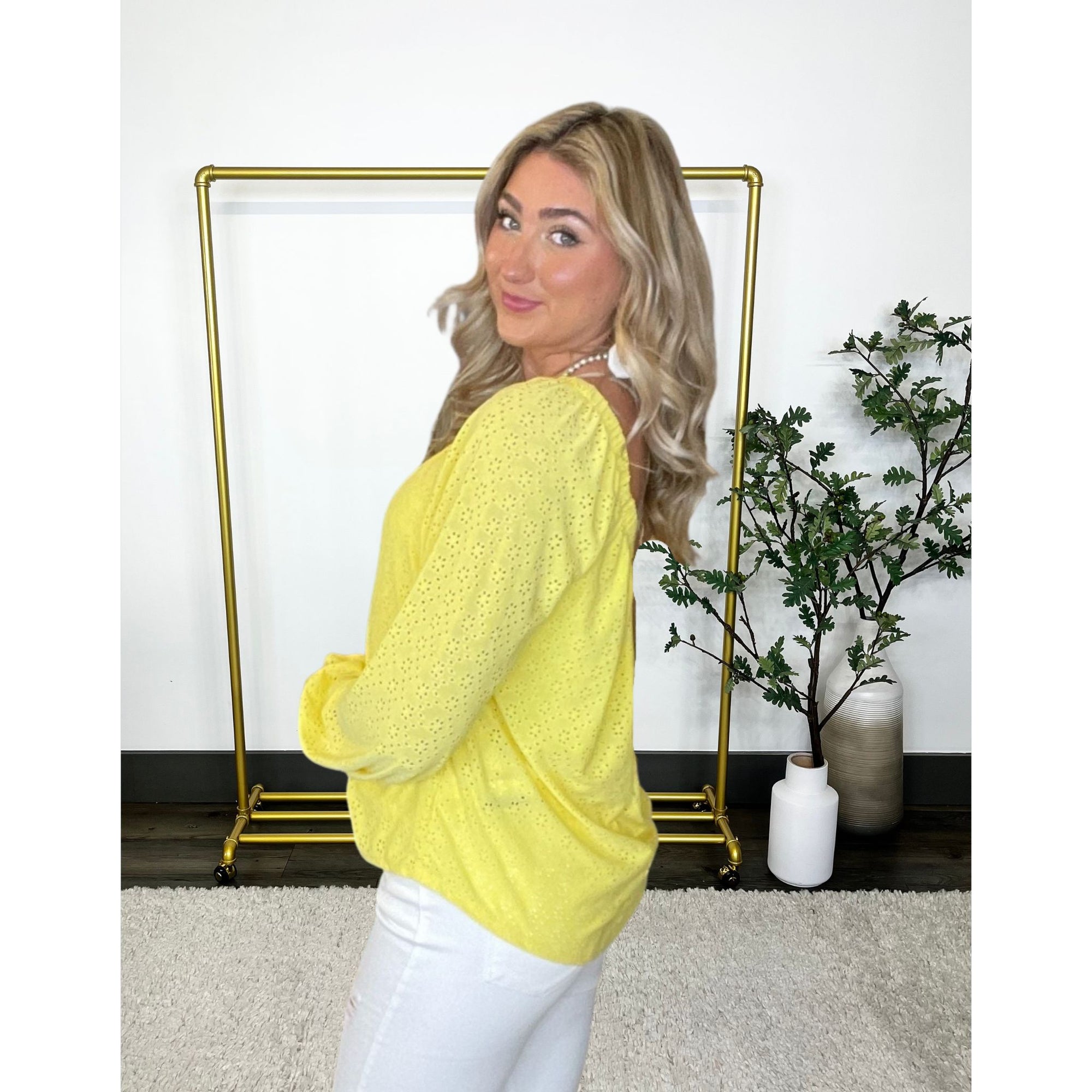 One Shoulder Eyelet Top
