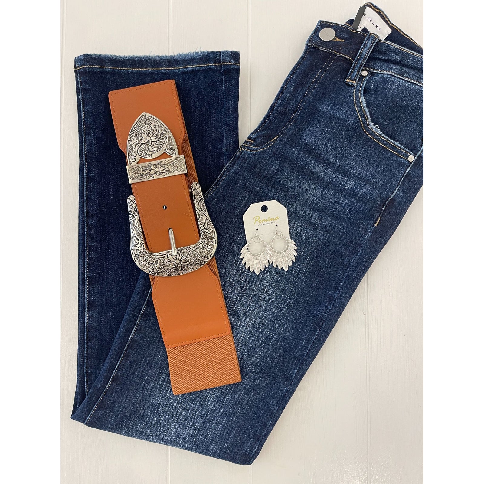 Wide Western Buckle Elastic Belt