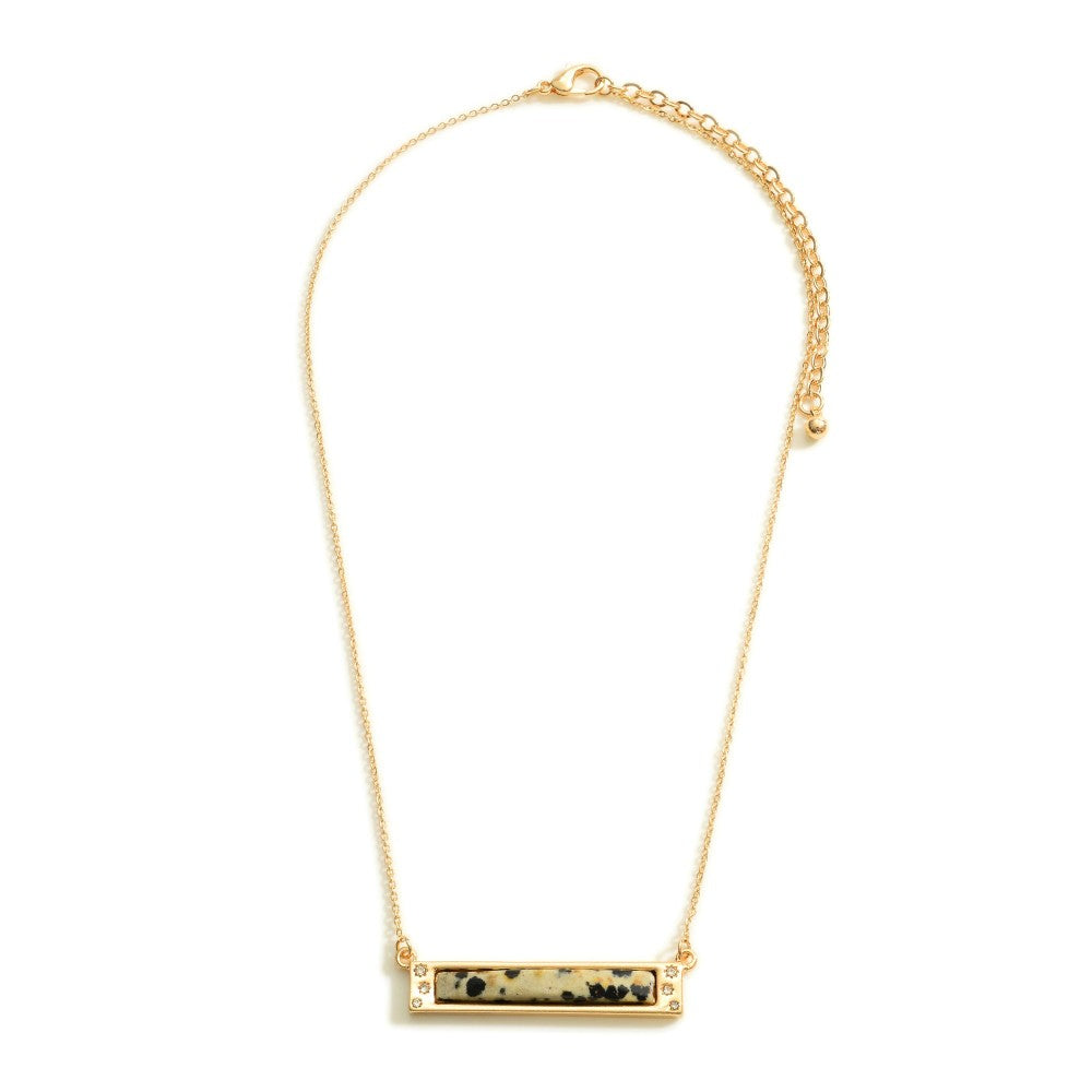 Dainty Chain Necklace with Natural Stone Pendant